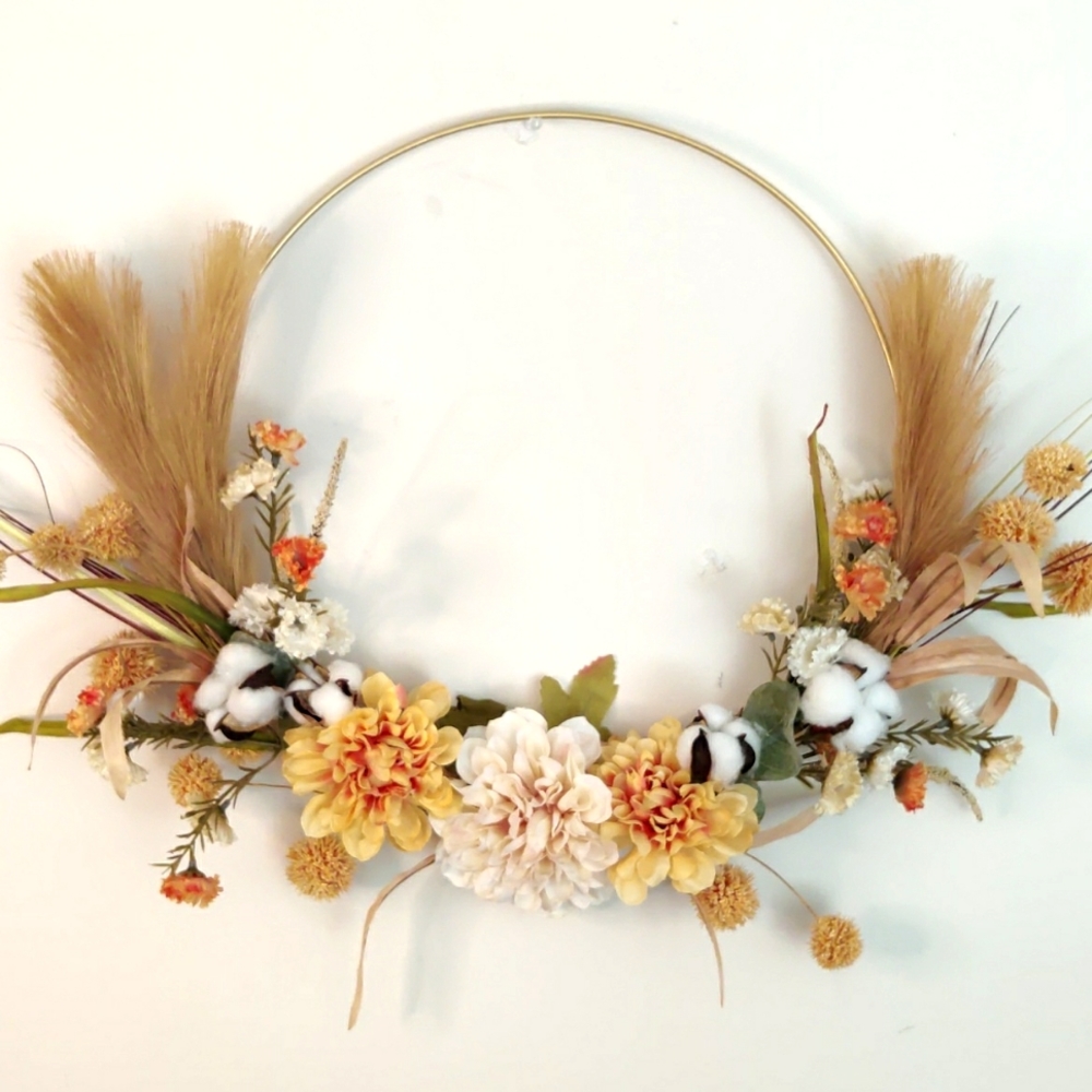 Handmade Gold Hoop Fall Wreath